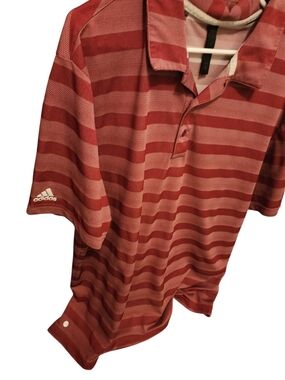 adidas Men's Striped Red Polo Shirt